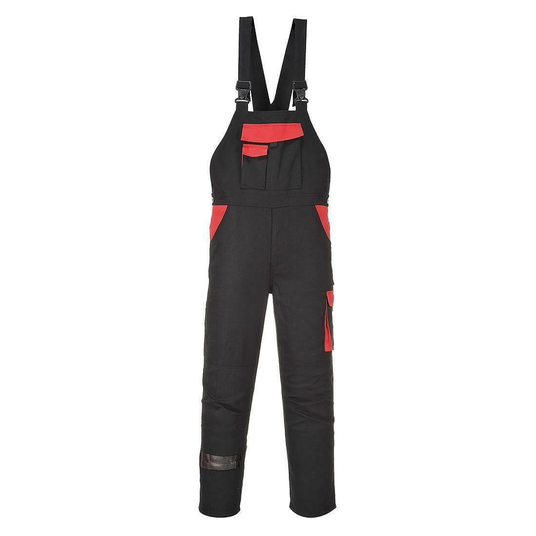 Portwest Warsaw black cotton bib & brace work dungarees size small #CW12