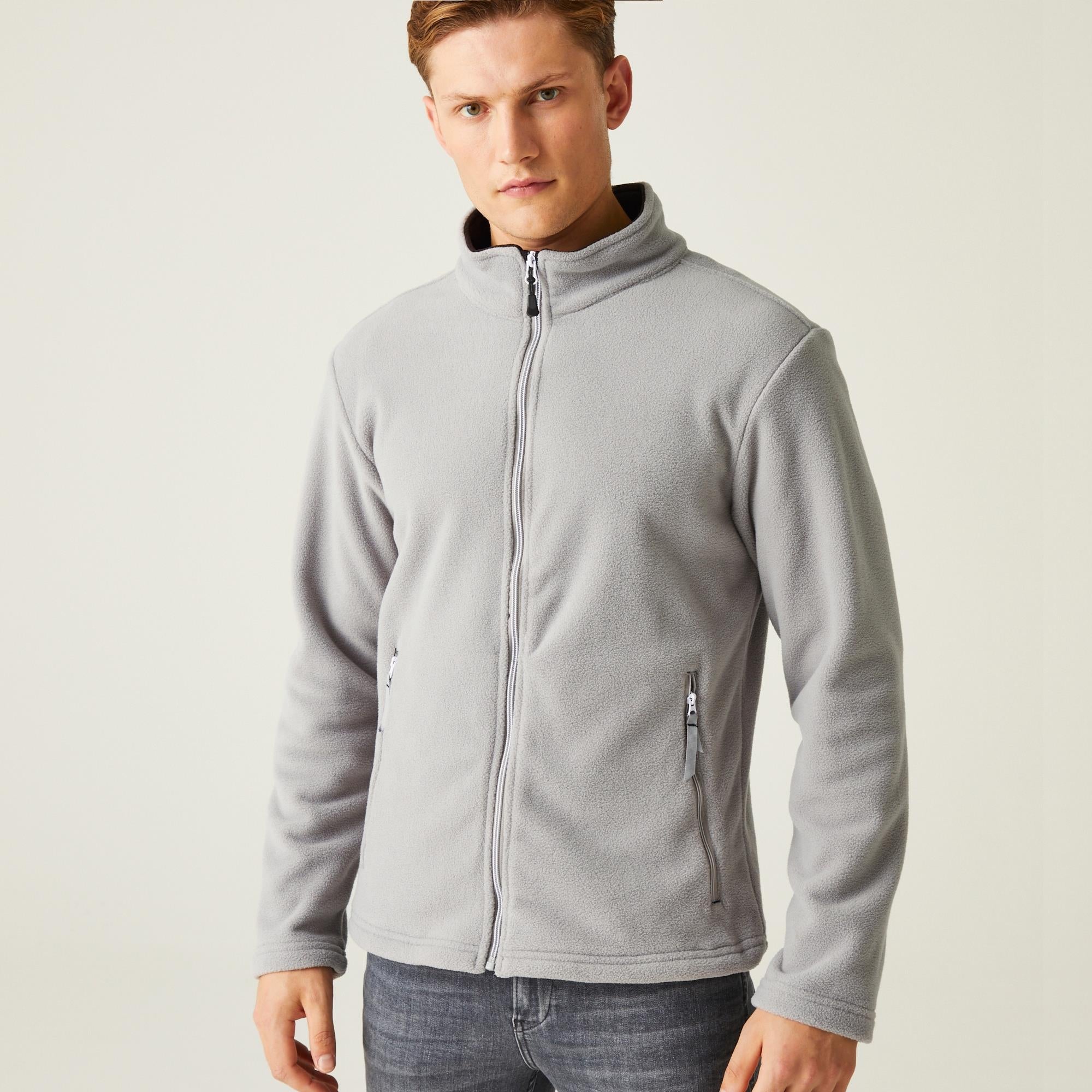 Regatta Ascender grey/black men's recycled fabric full-zip brushed fleece #TRF725