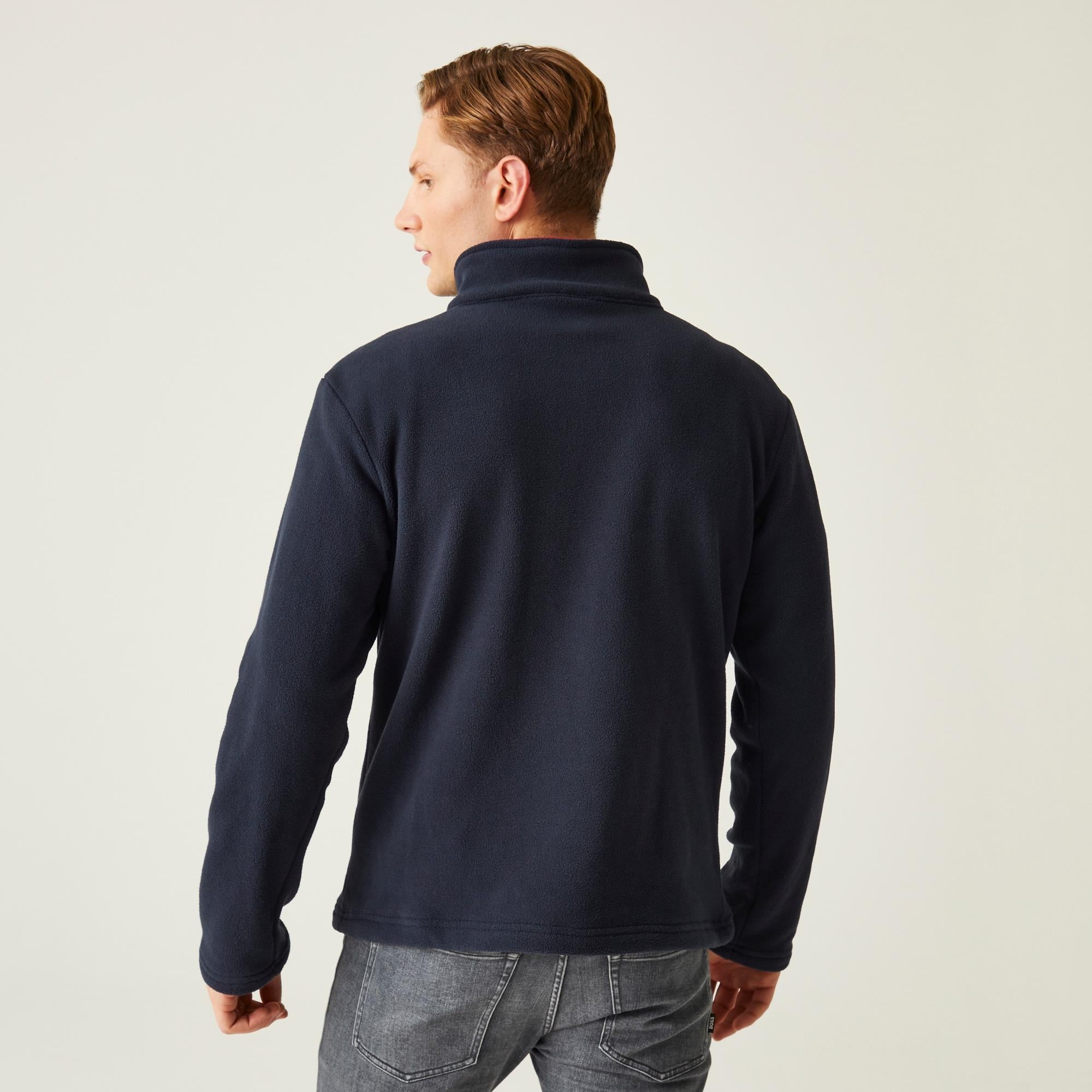 Regatta Ascender navy/red men's recycled fabric full-zip brushed fleece #TRF725