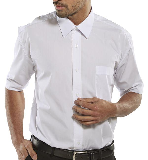 Classic white short-sleeve office school shirt