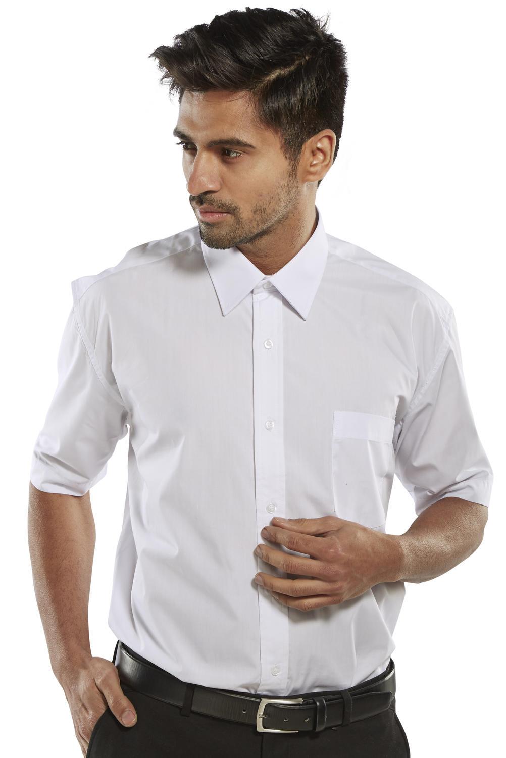 Classic white short-sleeve office school shirt