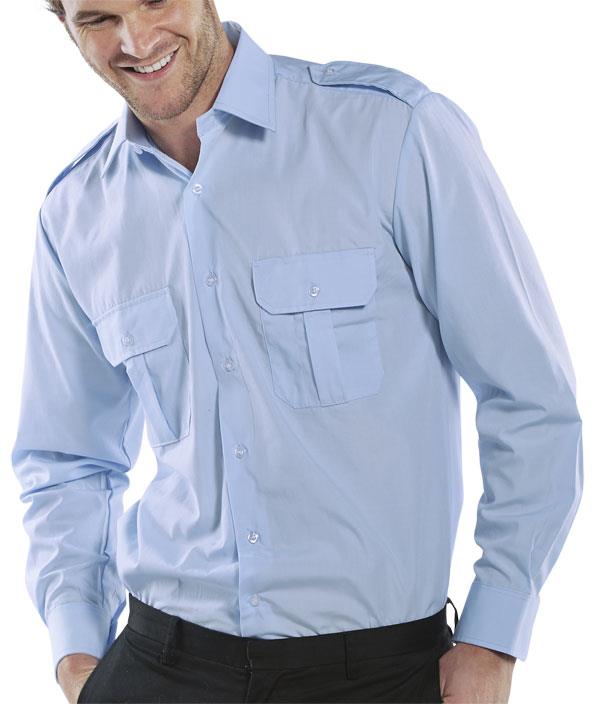 Pilot sky blue long-sleeve shoulder-epaulette security officer shirt