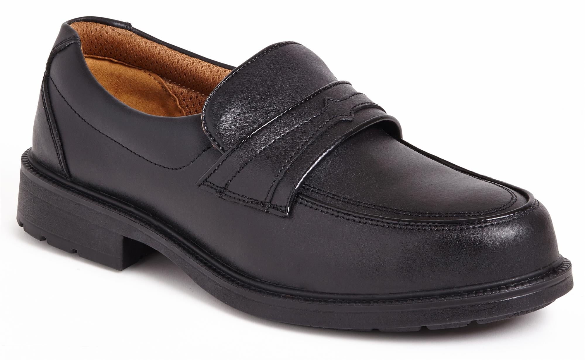 City Knights S1P black leather steel toe/midsole slip-on safety shoe size 6 UK #SS503CM