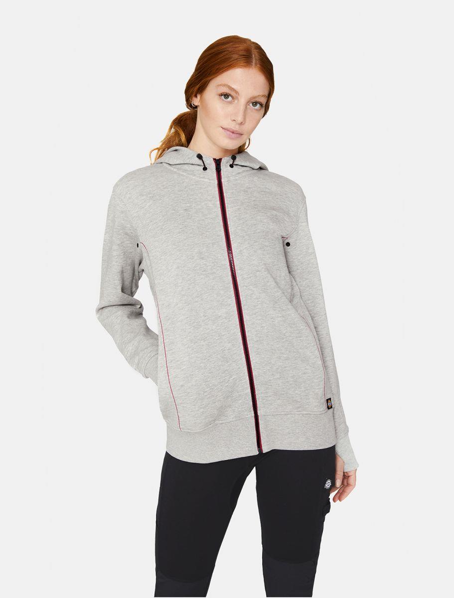 Dickies Perfomance grey women's full-zip hoodie hooded sweatshirt