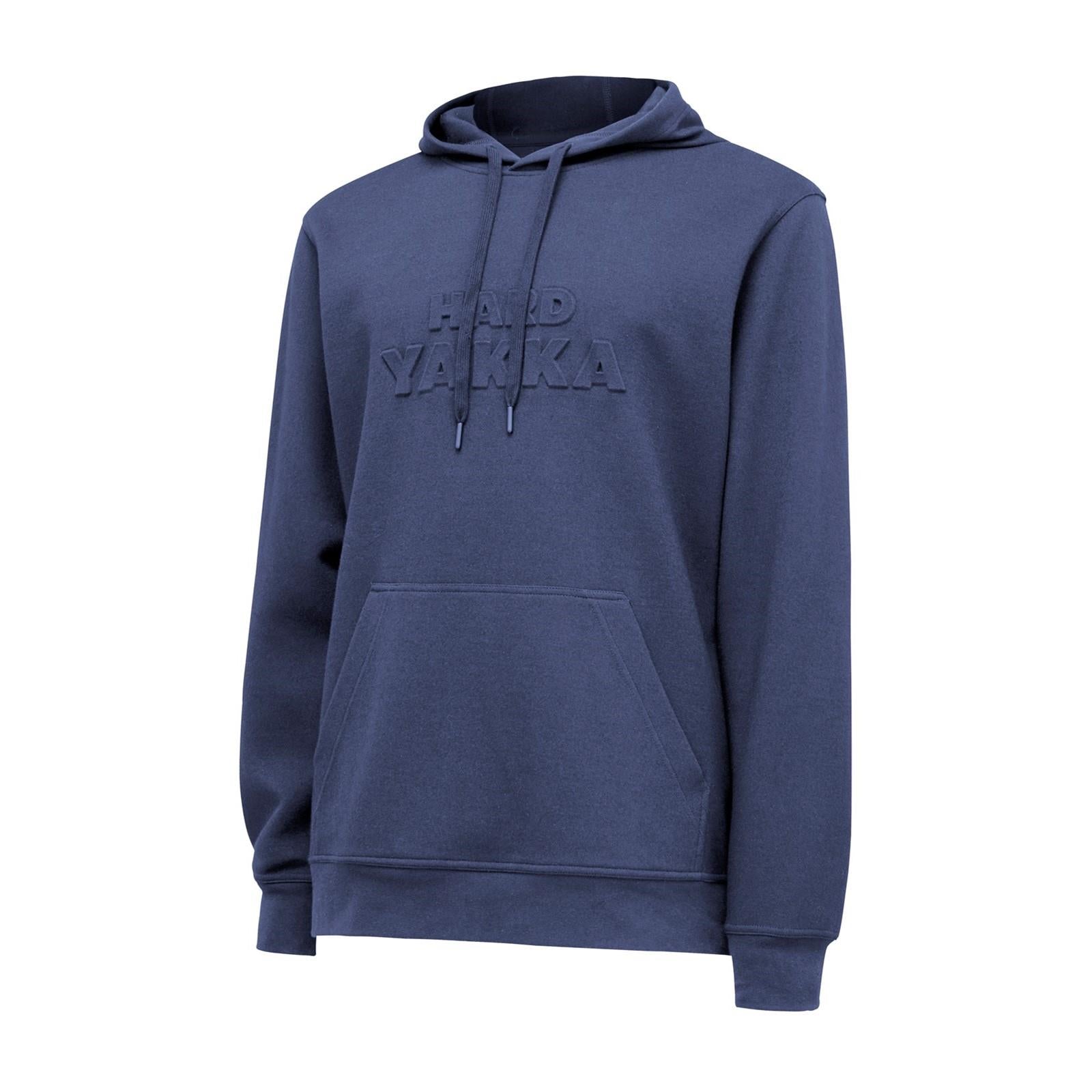 Hard Yakka Embossed indigo fleece kangaroo-pocket hoodie hooded sweatshirt