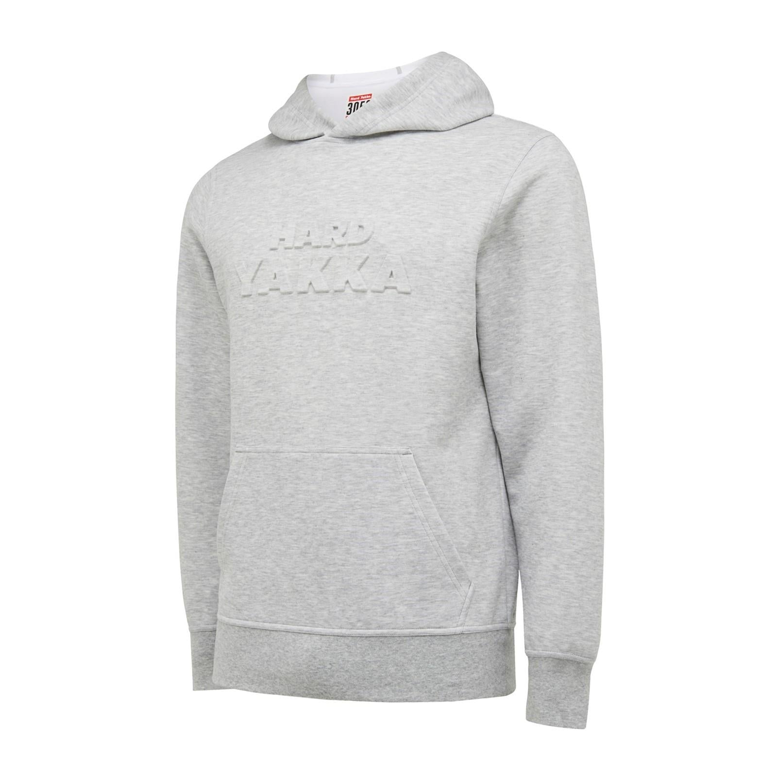 Hard Yakka Embossed grey fleece kangaroo-pocket hoodie hooded sweatshirt