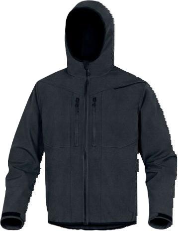 Delta Plus HORTEN2 black water-repellent windproof hooded softshell jacket