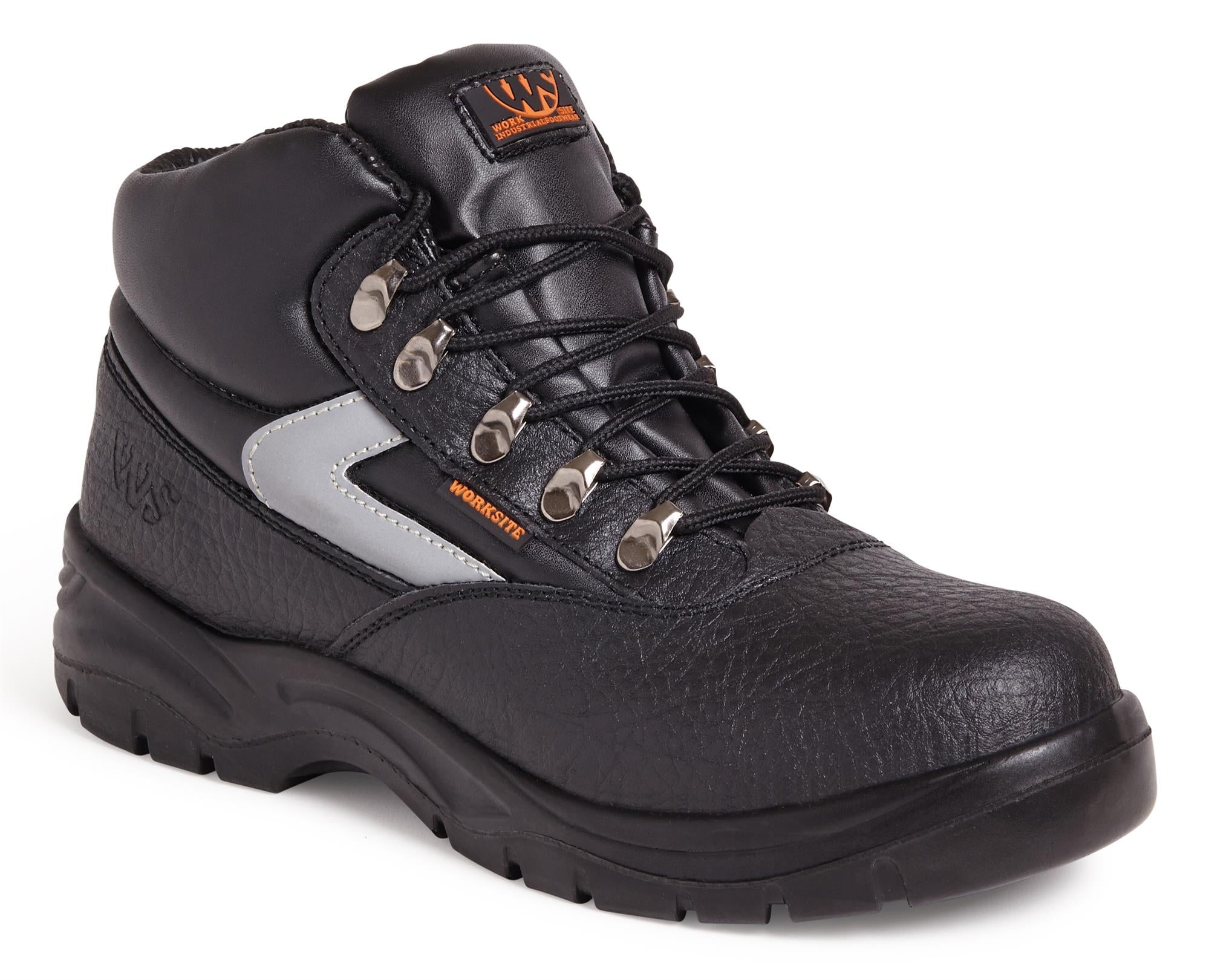 Worksite S1P black leather steel toe/midsole safety work boot #SS601SM