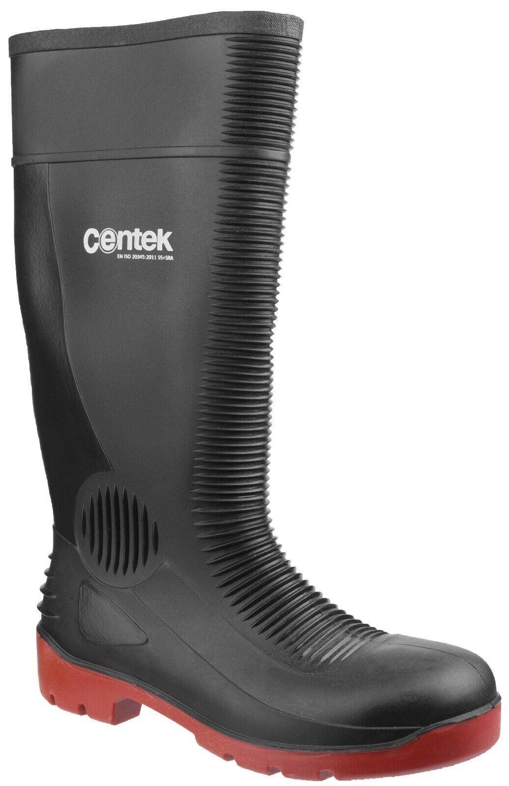 Centek Compactor S5 black PVC steel toe/midsole safety work wellington boot #FS338