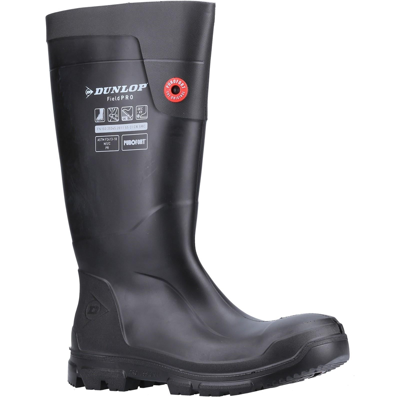 Dunlop FieldPro S5 black steel toe/midsole waterproof safety wellington boot #LJ2HD01