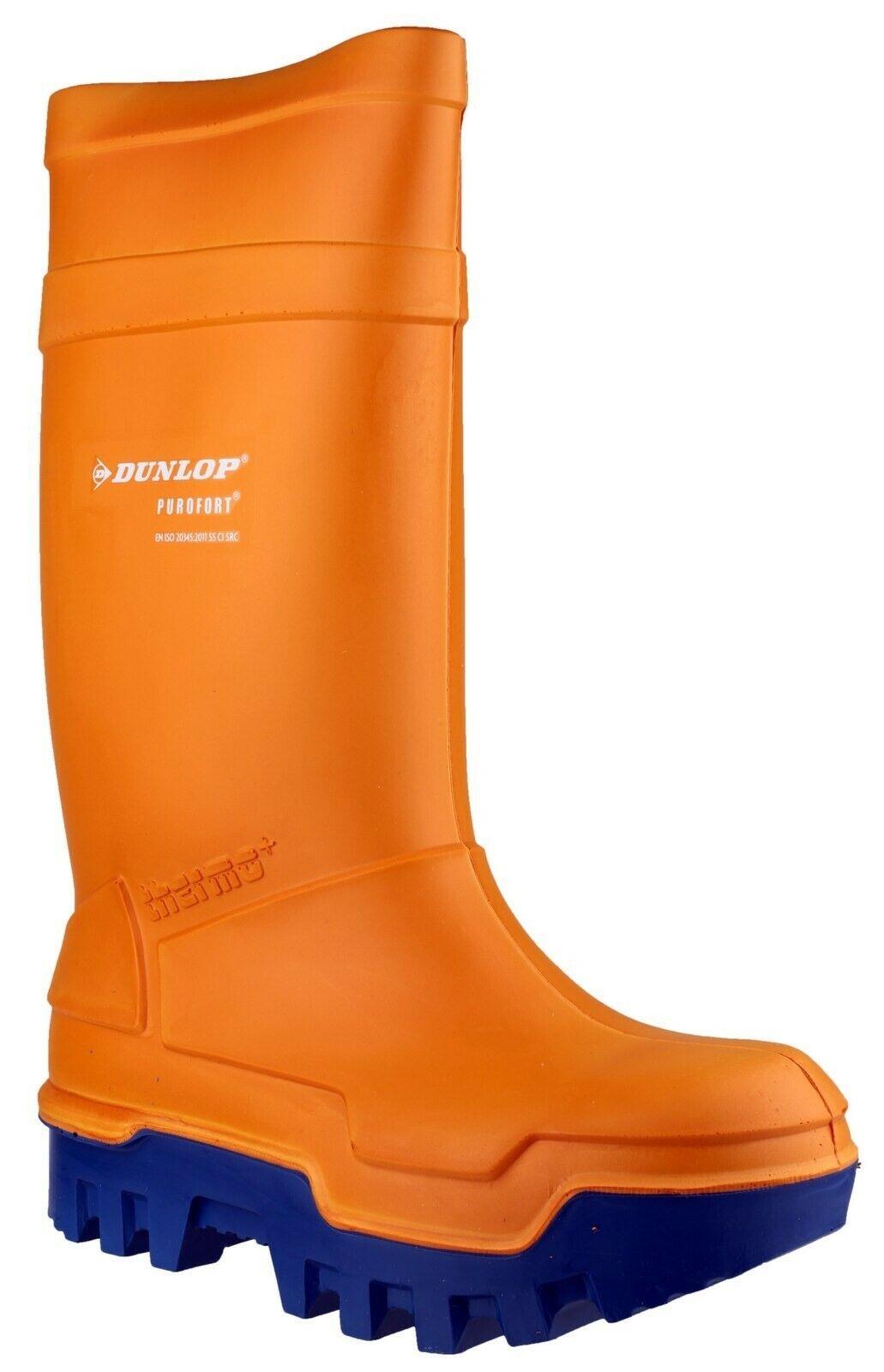 Dunlop Purofort Thermo+ orange steel toe/midsole safety wellington boot #C662343