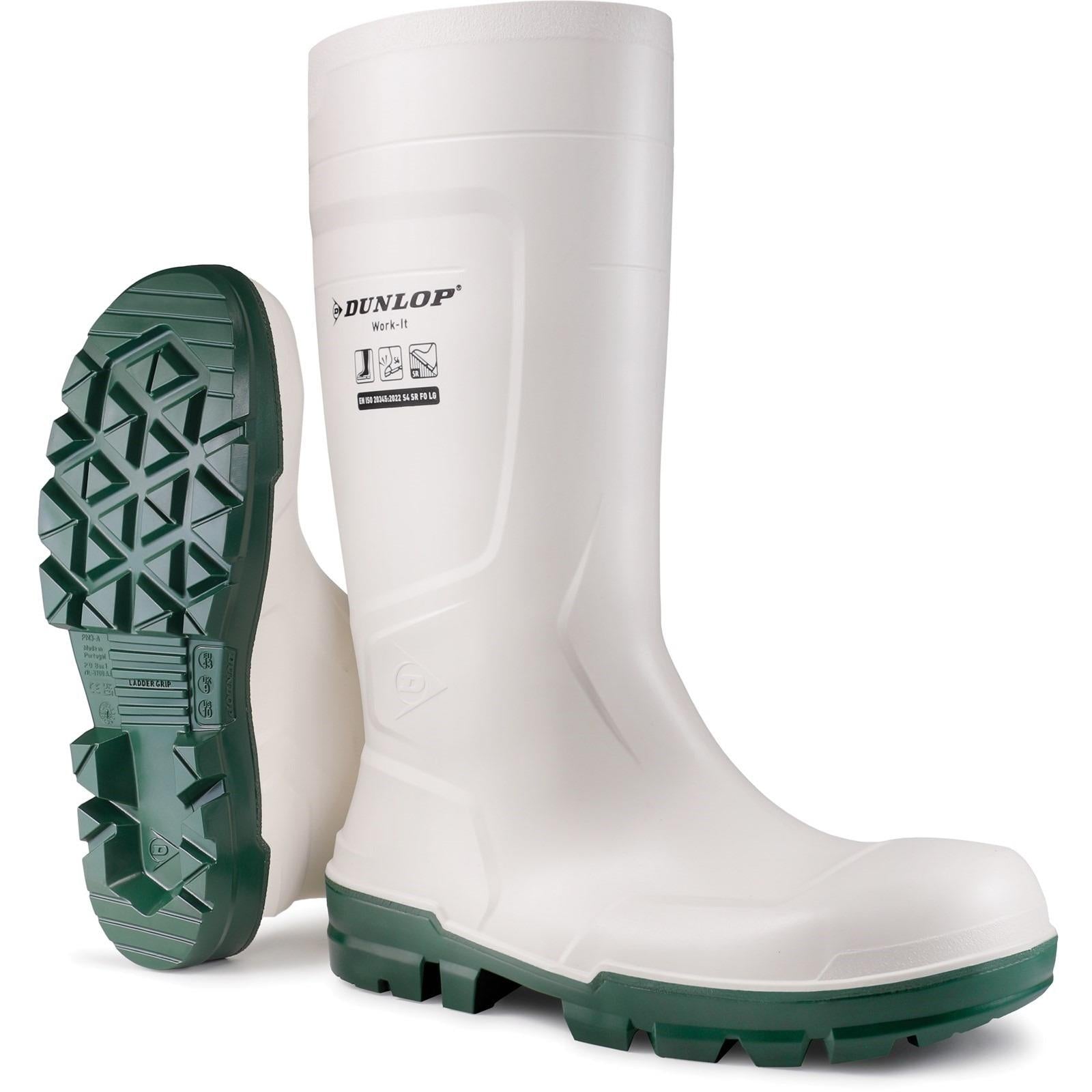 Dunlop Work-It S4 white steel toe/midsole safety wellington boot #NB1JB01