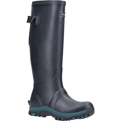 Cotswold Realm navy/teal women's waterproof rubber wellington boot