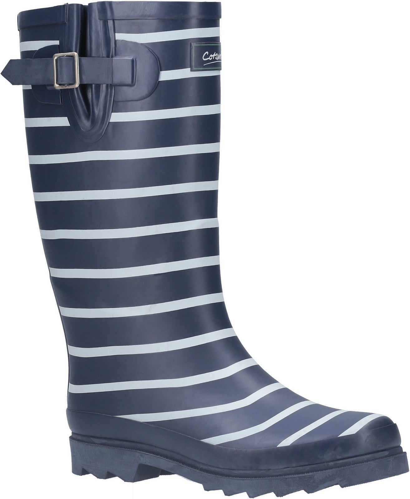 Cotswold Sailor navy blue/white ladies cotton lined waterproof wellington boots