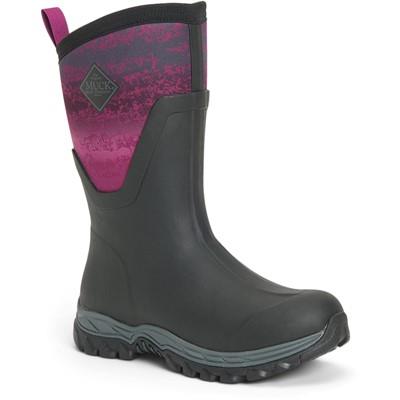 Muck Boot Arctic Ice Mid women's black/pink  fleece-lined wellington boot