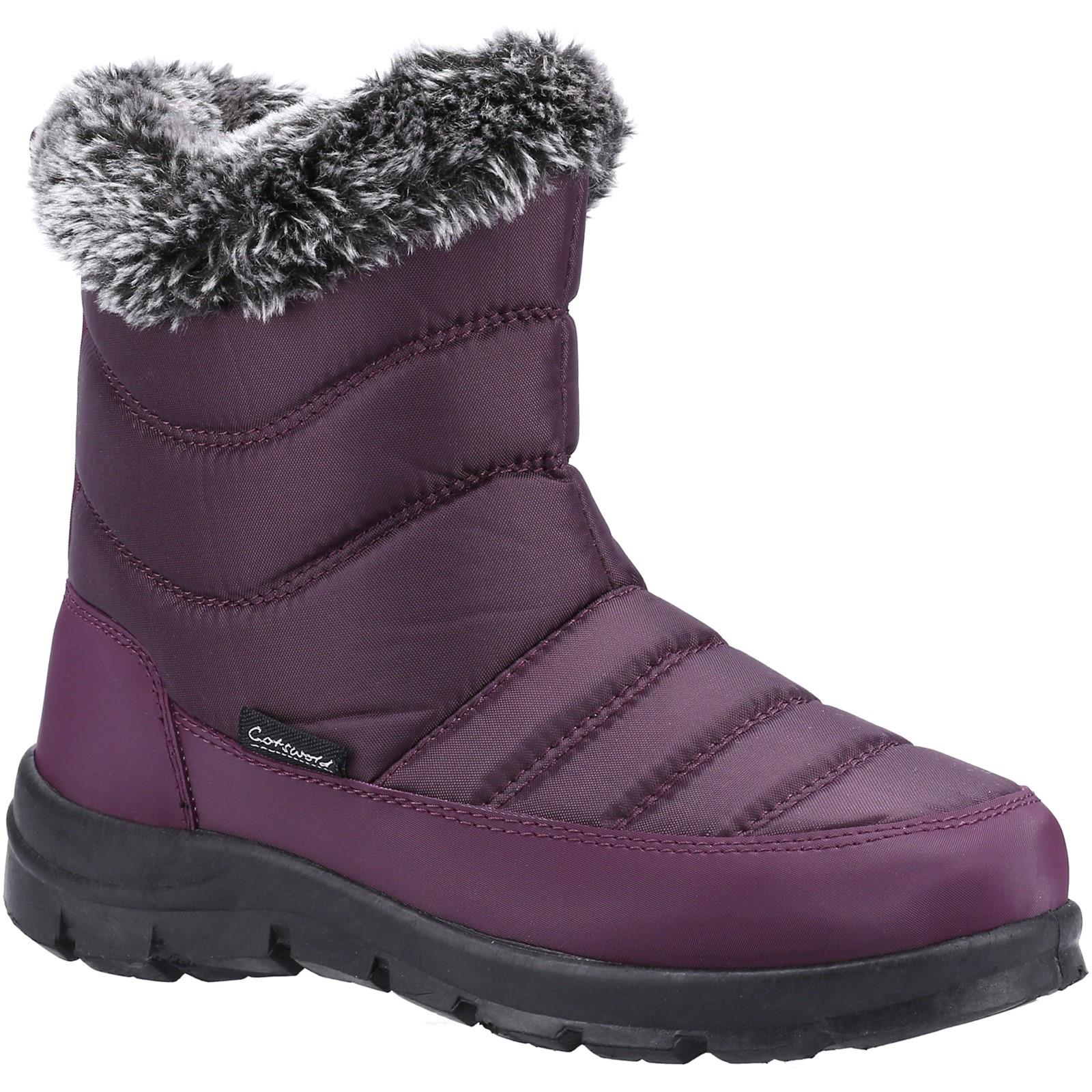 Cotswold Longleat women's purple warm fleece-lined waterproof winter snow boot