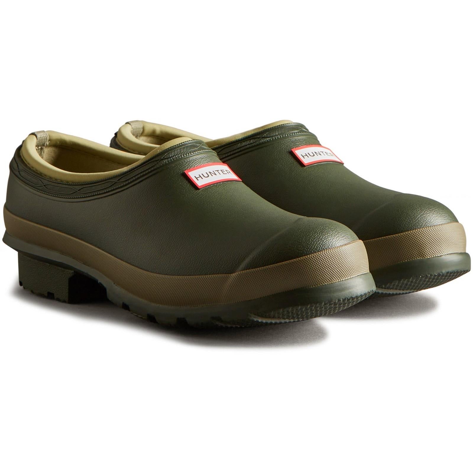 Hunter Gardener women's olive rubber waterproof vegan clogs