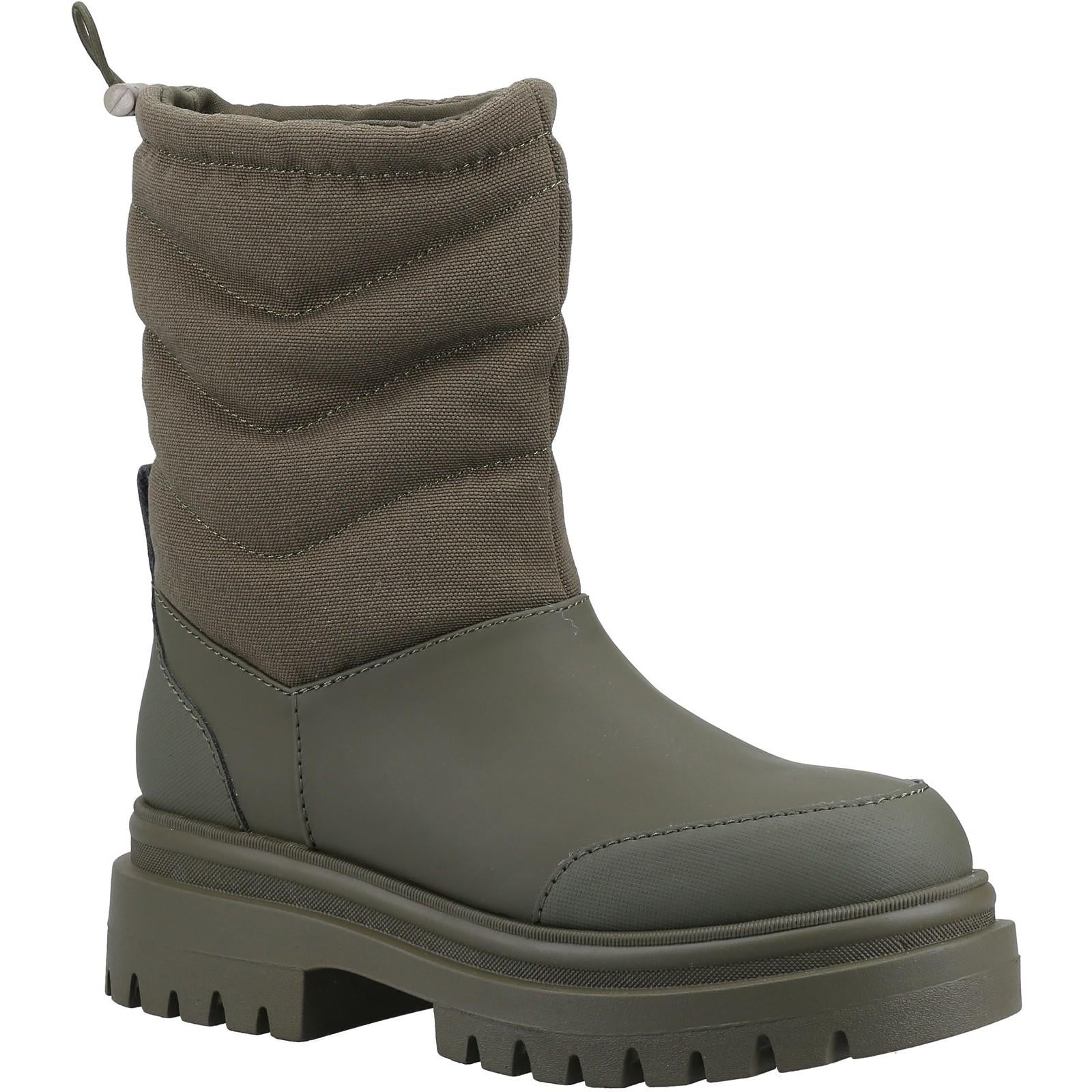 Rocket Dog Dita olive green ladies plush foam warm quilted pull on winter boots