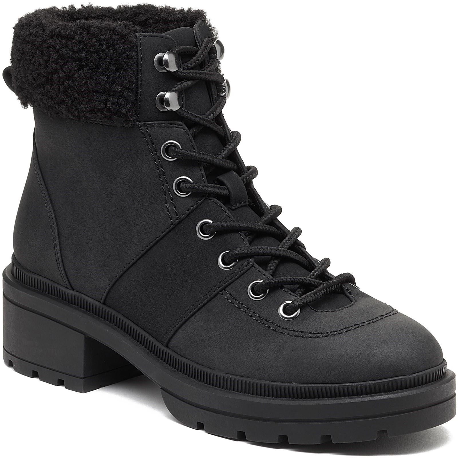 Rocket Dog Icy black ladies winter warm shearling wool lace up hiker ankle boots