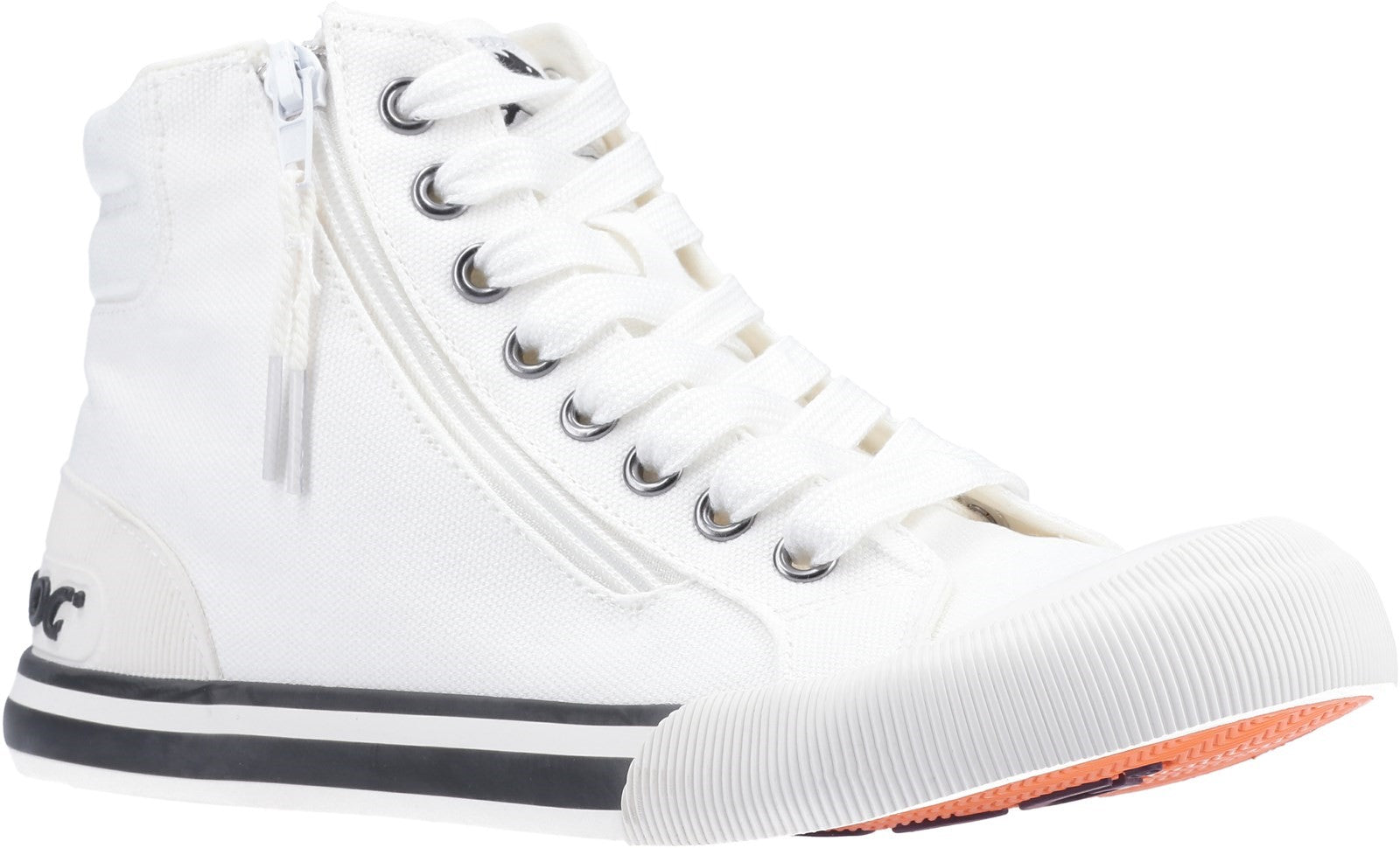 Rocket Dog Jazzin Hi women's white cotton canvas lace-up hi-top classic basketball boot