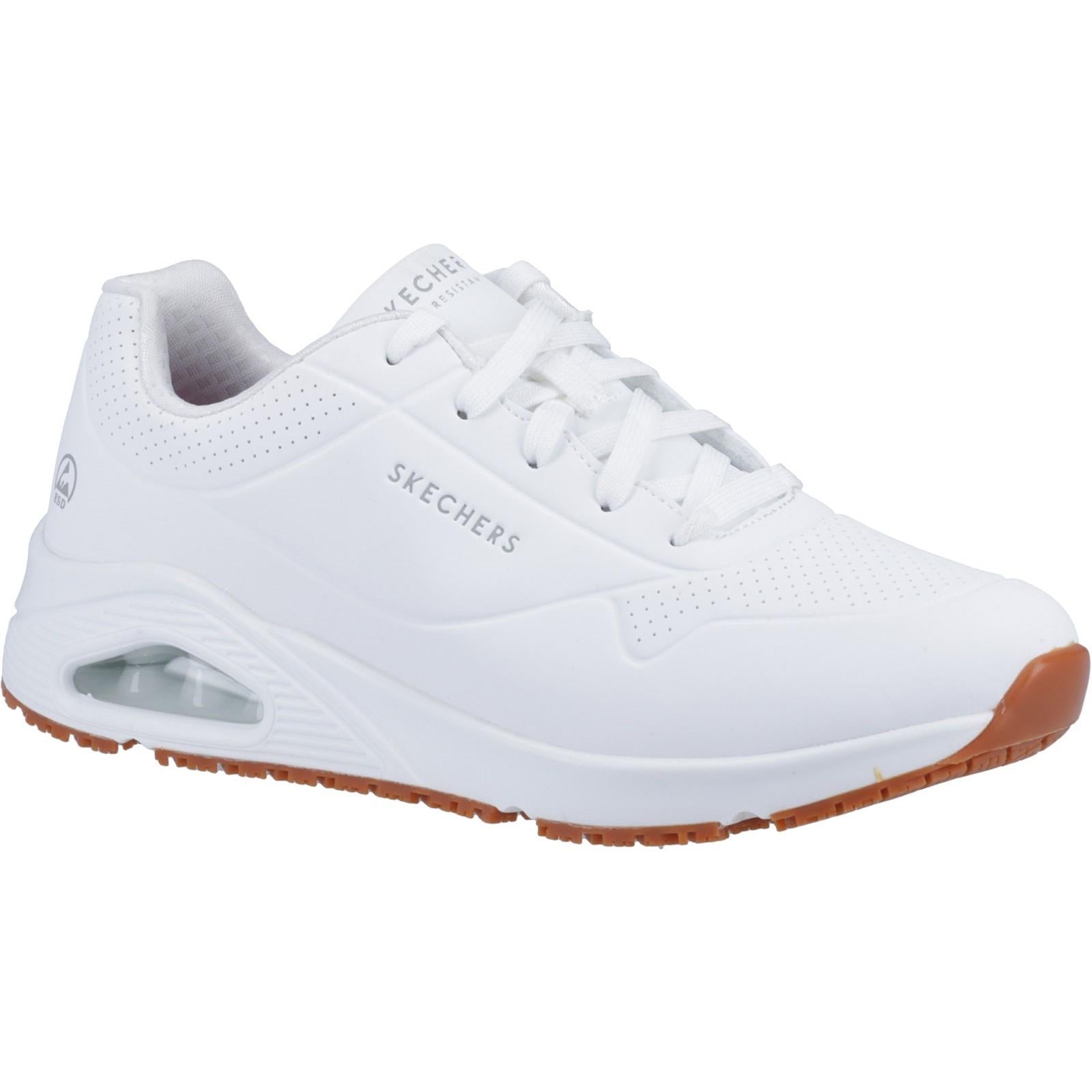 Skechers Uno Sutal men's white slip-resistant soft-toe occupational work trainer #200054EC