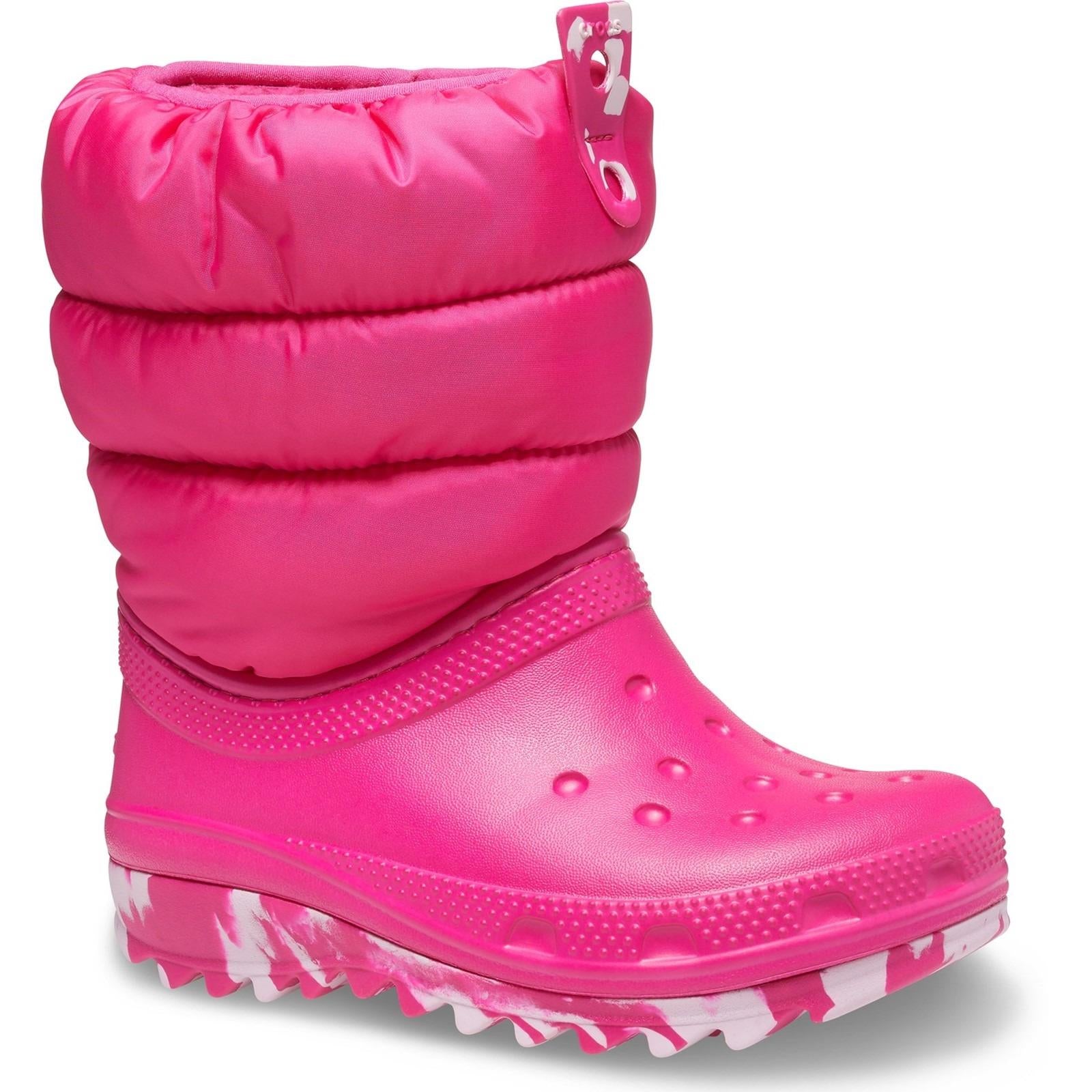 Crocs Classic Neo Puff kid's candy pink junior lined winter boot #207684