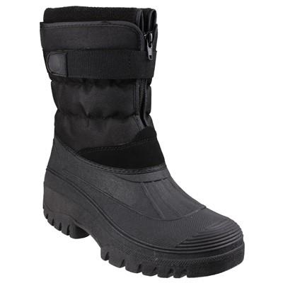 Cotswold Chase men's black lined touch-fastening/zip-up waterproof-galosh winter boot