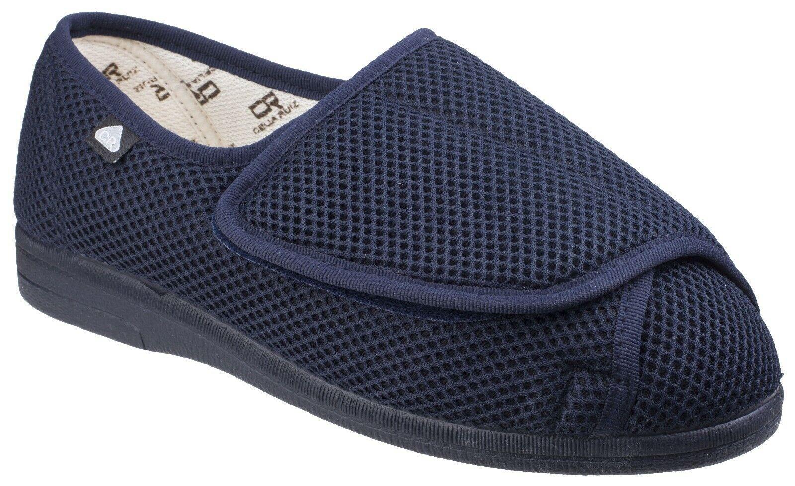 Celia Ruiz men's navy touch-fasten adjustable extra wide-fit medical slipper #300