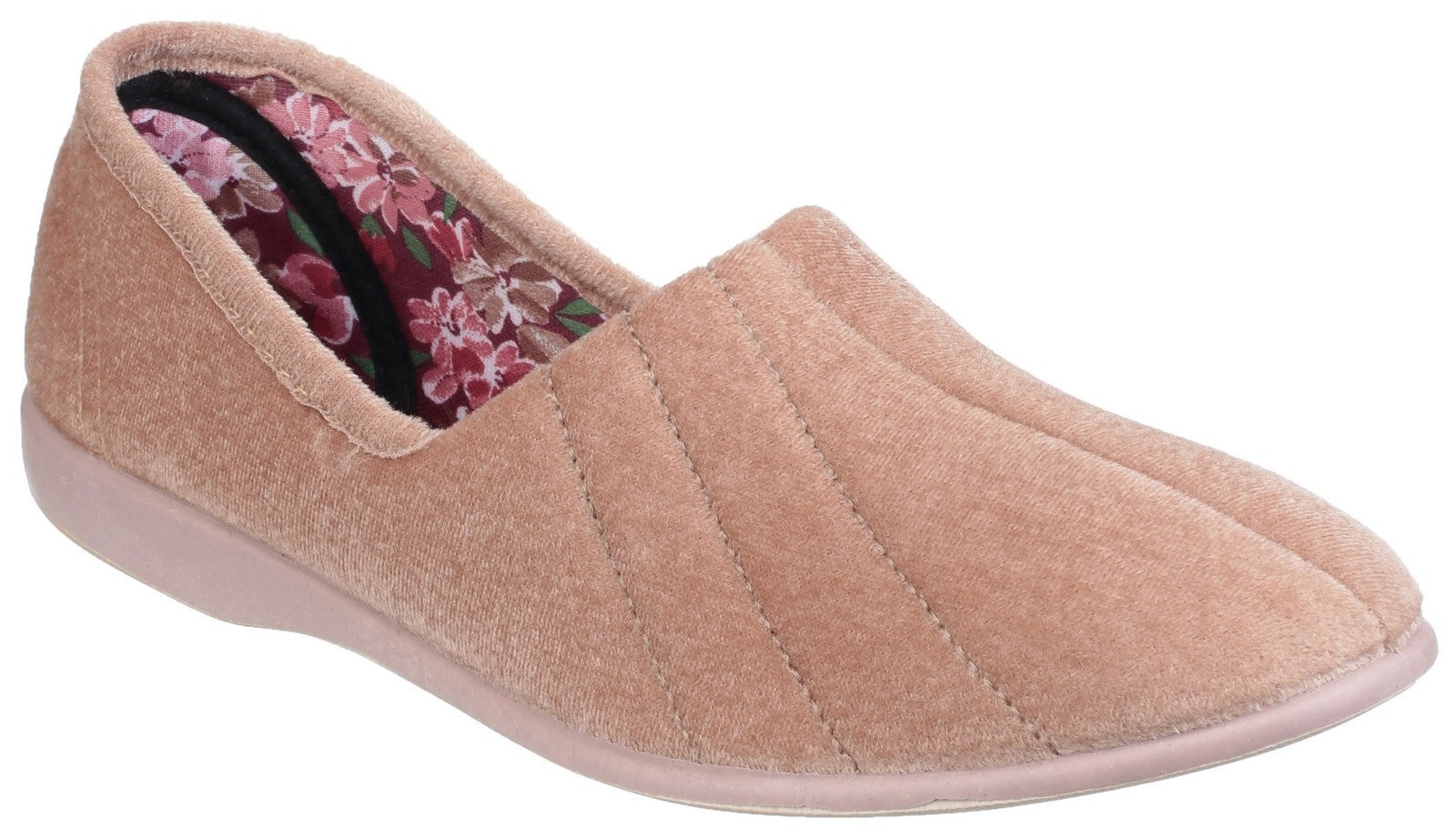 GBS Audrey women's beige velour slip-on classic slipper