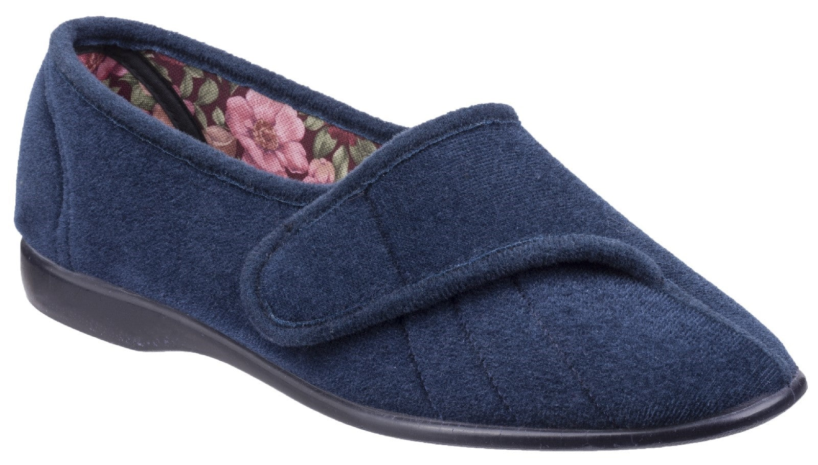 GBS Audrey women's navy velour touch-fastening classic slipper