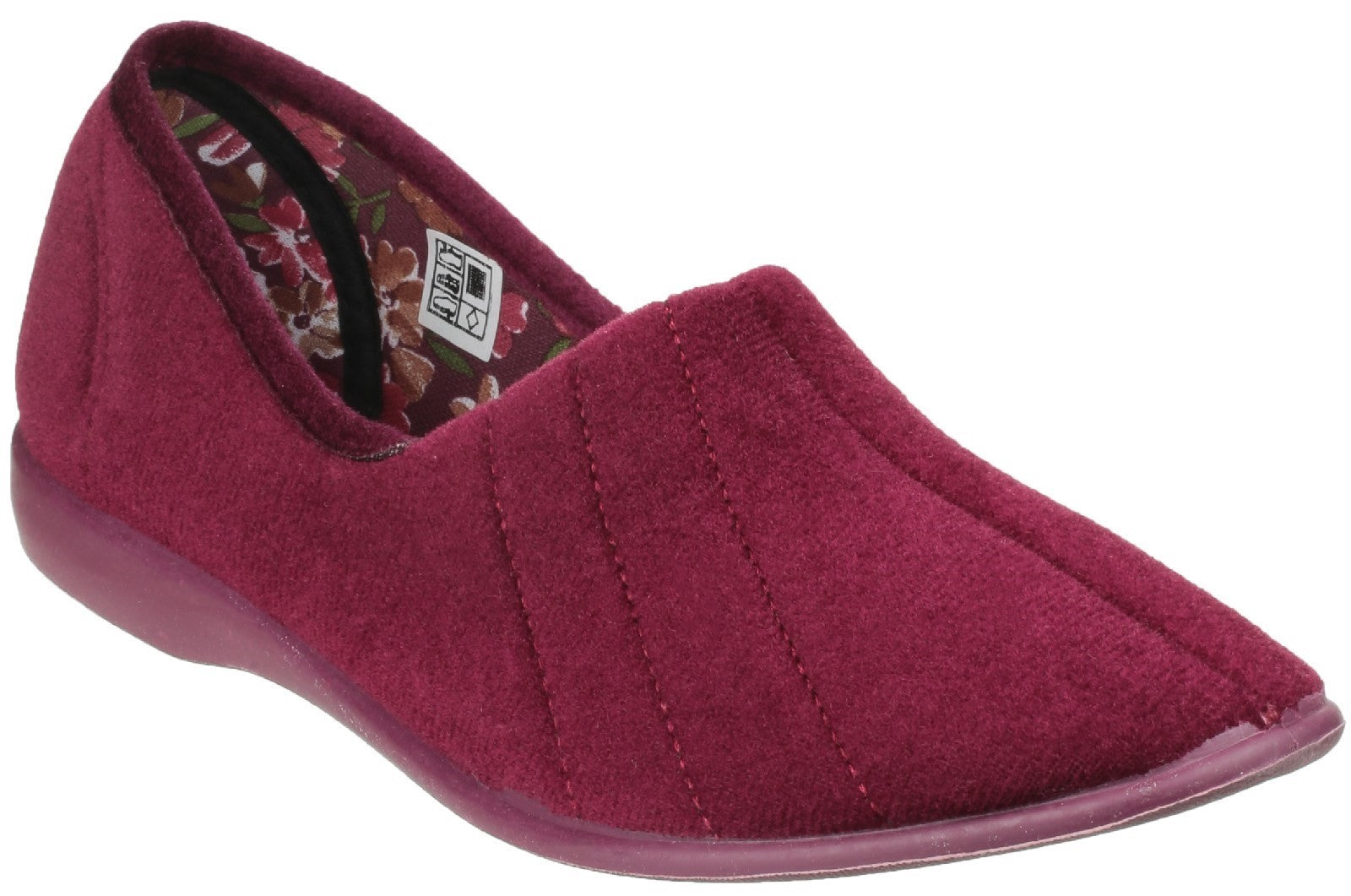 GBS Audrey women's burgundy velour slip-on classic slipper