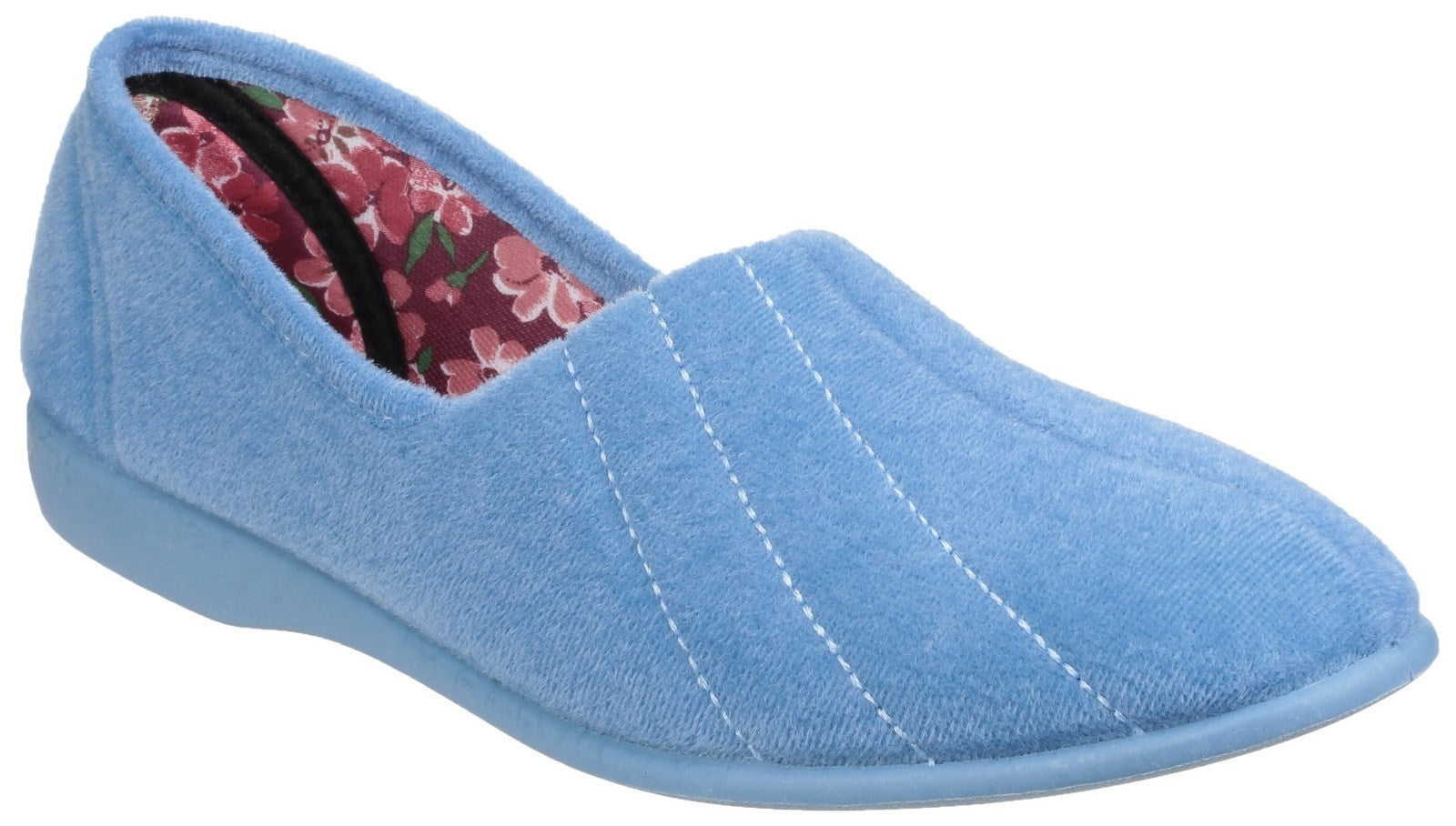 GBS Audrey women's light blue velour slip-on classic slipper