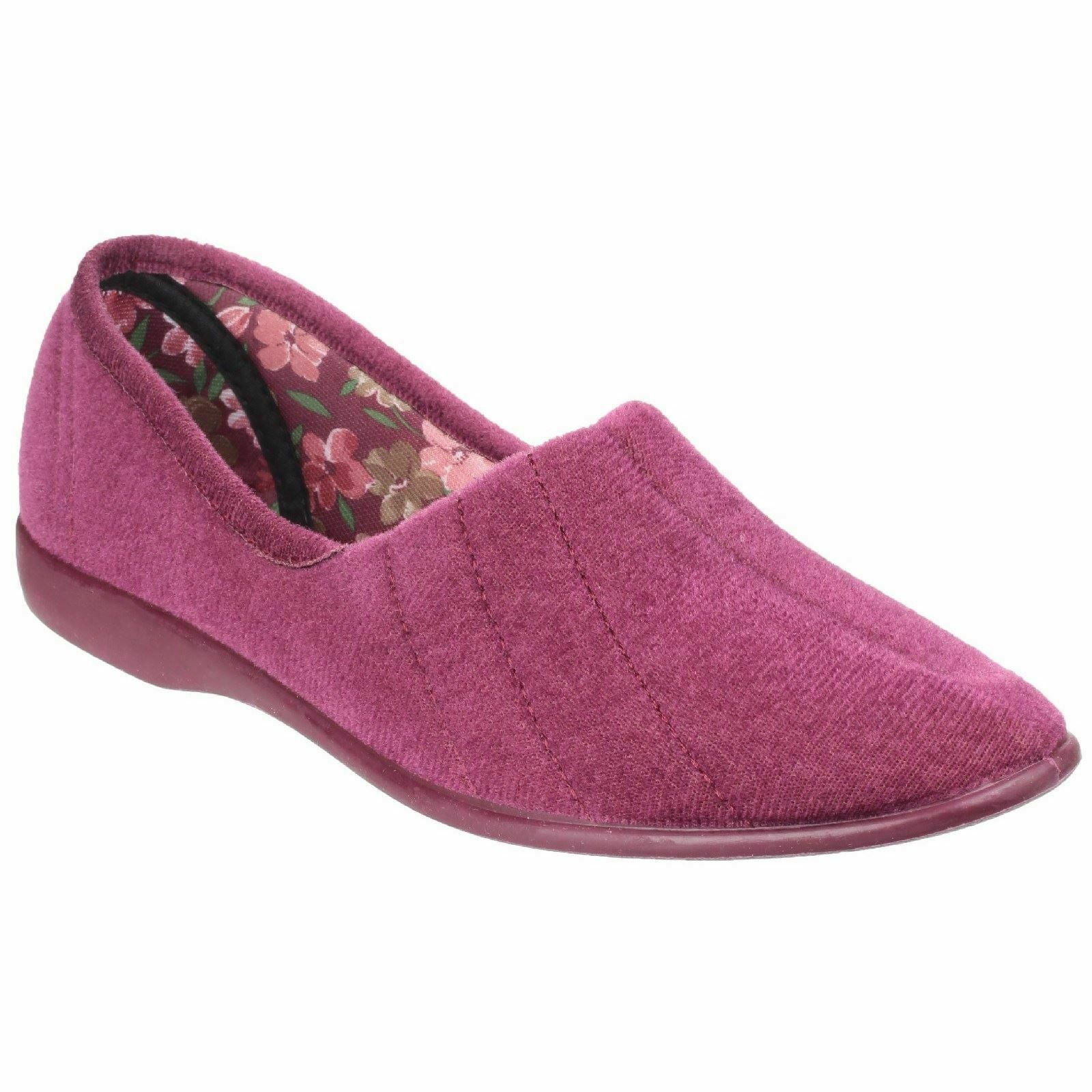 GBS Audrey women's heather grey velour slip-on classic slipper