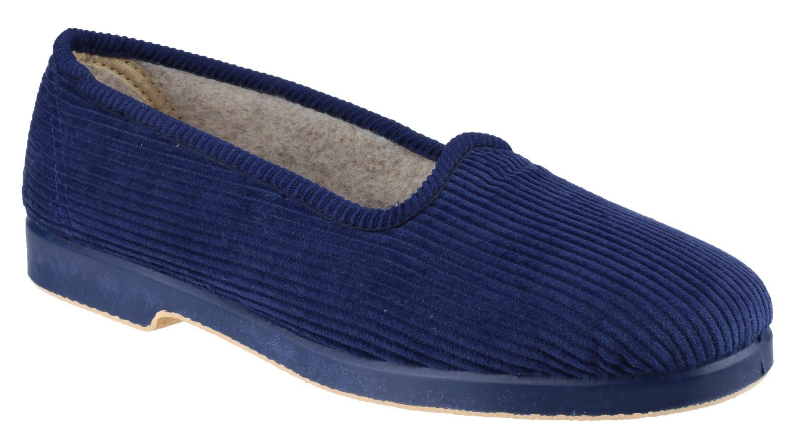 GBS Eva women's blue corduroy slip-on faux-fur lined slipper