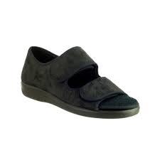 GBS Brompton unisex black touch-fasten adjustable extra wide-fit medical slipper