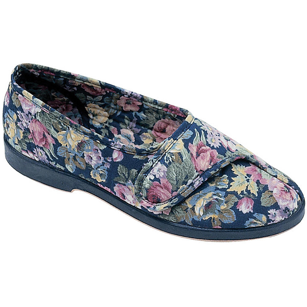 GBS Wendy women's blue flower pattern cotton touch-fastening slipper