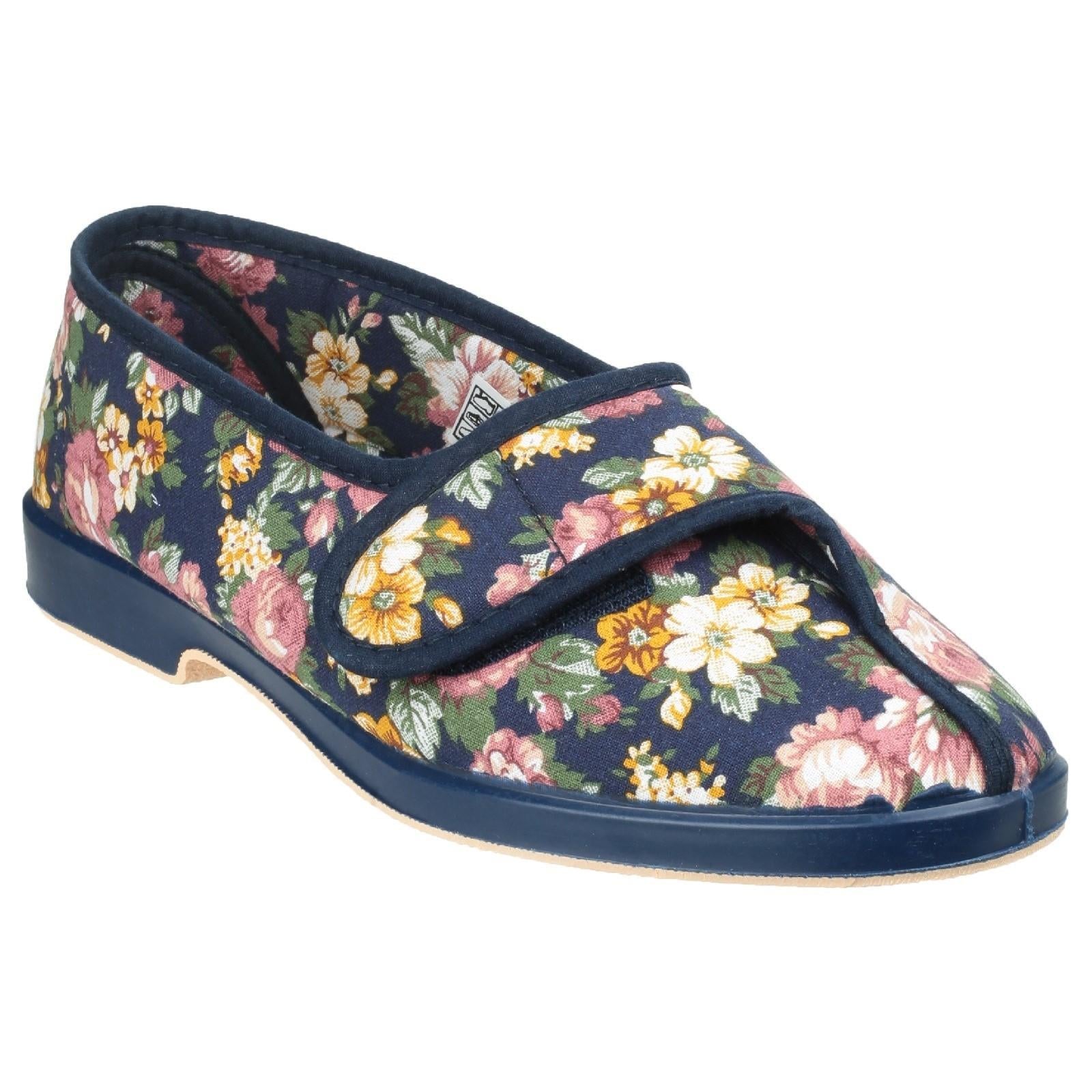 GBS Wendy women's blue flower pattern cotton touch-fastening slipper
