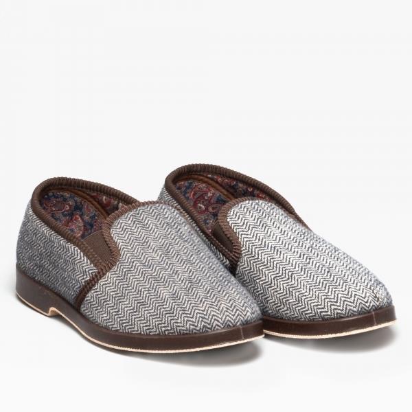 GBS Stafford men's herringbone fabric twin-gusset classic slipper