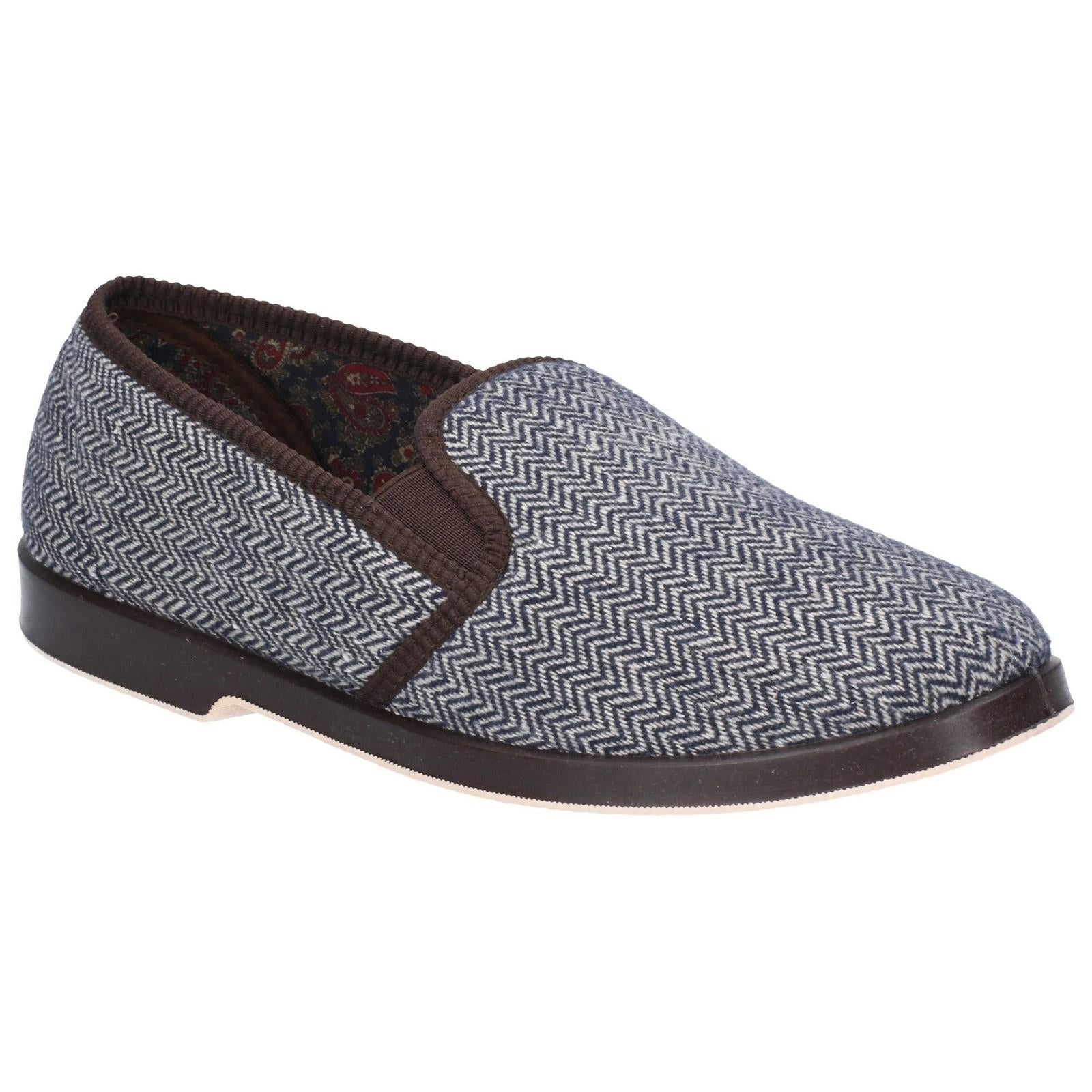 GBS Stafford men's herringbone fabric twin-gusset classic slipper