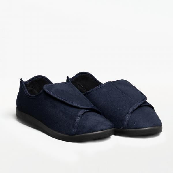 GBS Walton unisex navy touch-fasten adjustable extra wide-fit medical slipper