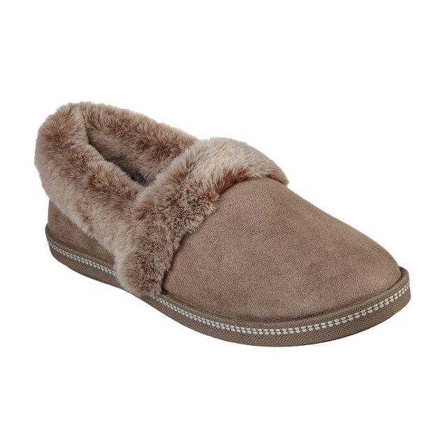 Skechers Cozy Campfire Team Toasty women's taupe faux-suede lined slipper #SK32777