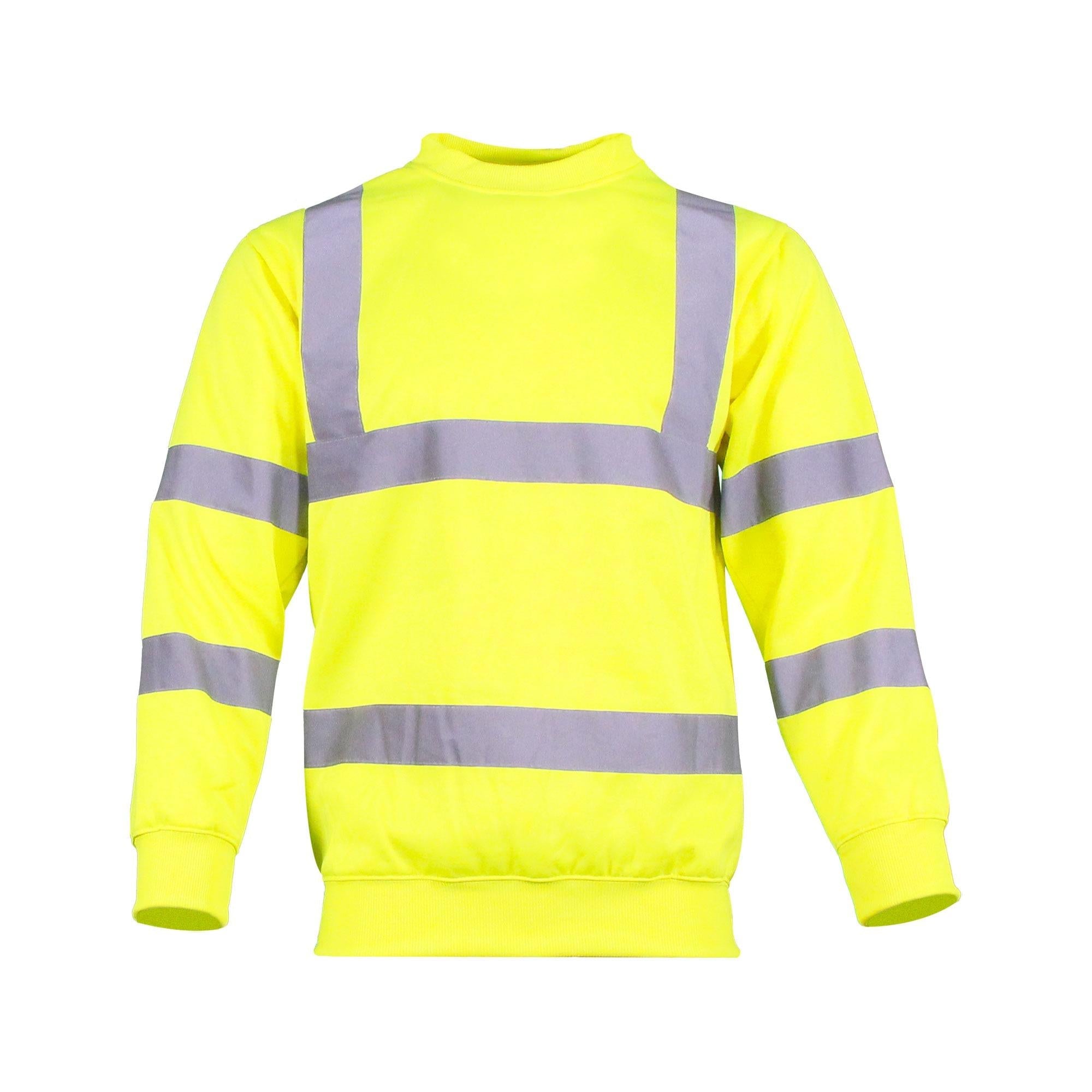 Warrior unisex hi-vis yellow pullover crew-neck sweatshirt