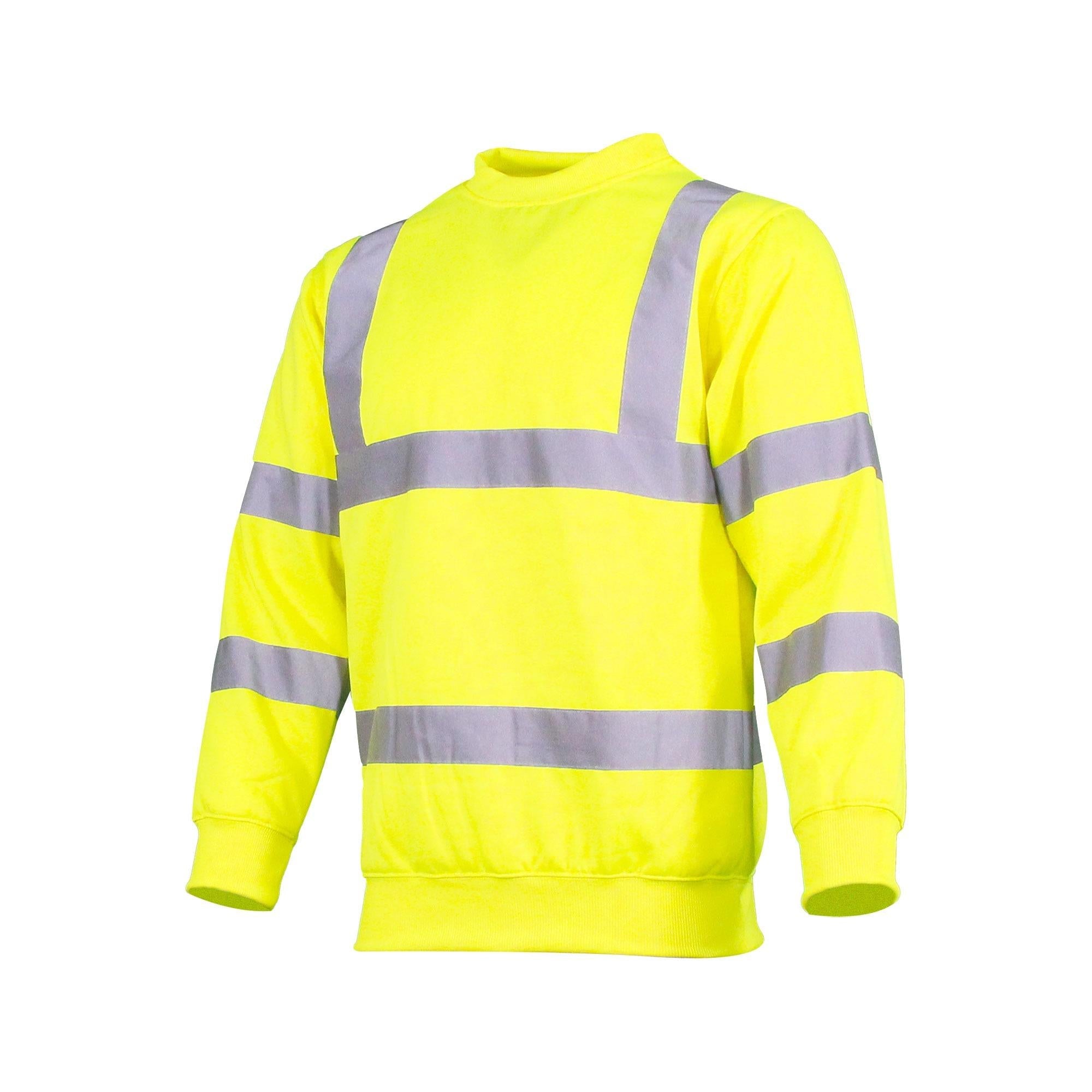 Warrior unisex hi-vis yellow pullover crew-neck sweatshirt