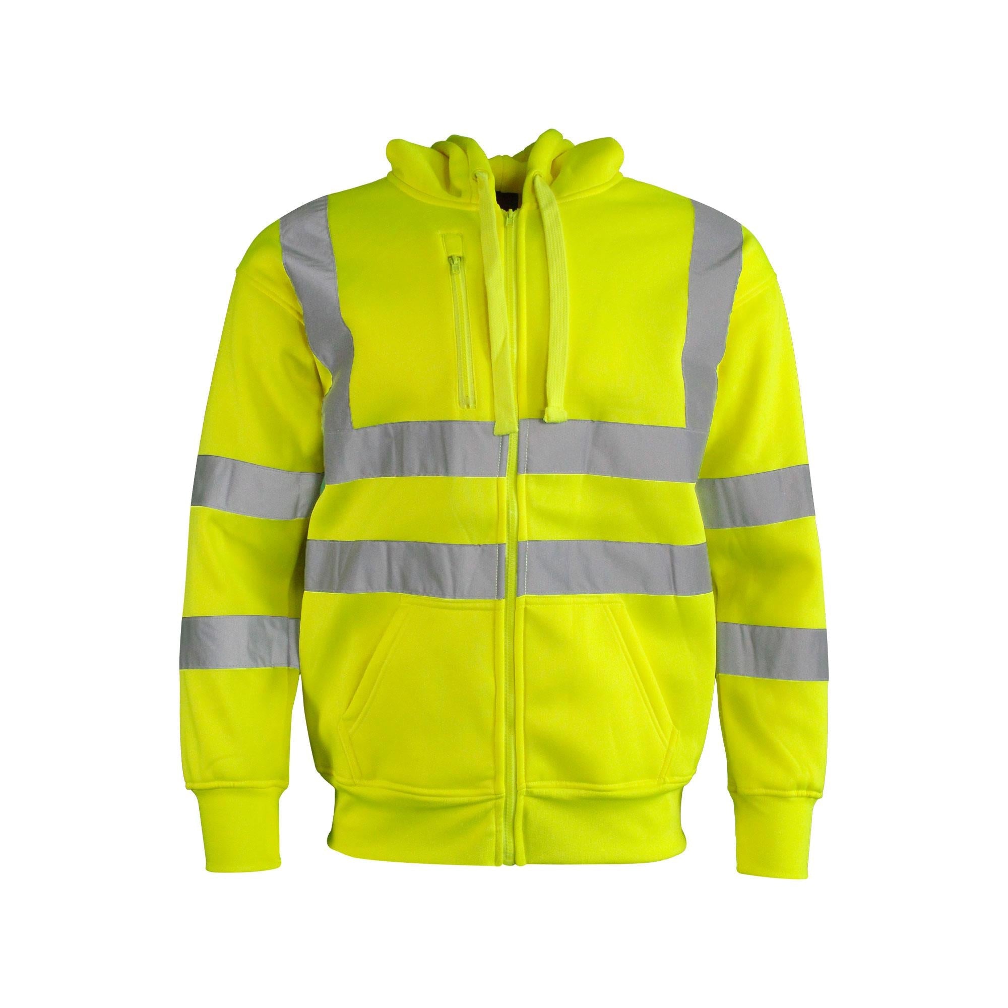 Warrior unisex hi-vis yellow full-zip hooded sweatshirt