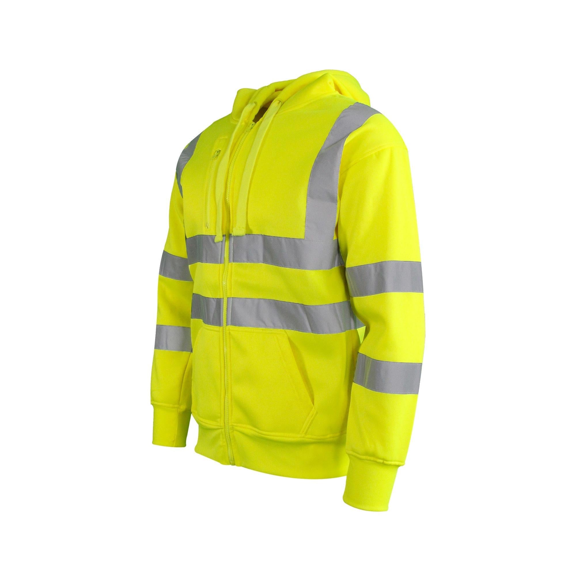 Warrior unisex hi-vis yellow full-zip hooded sweatshirt