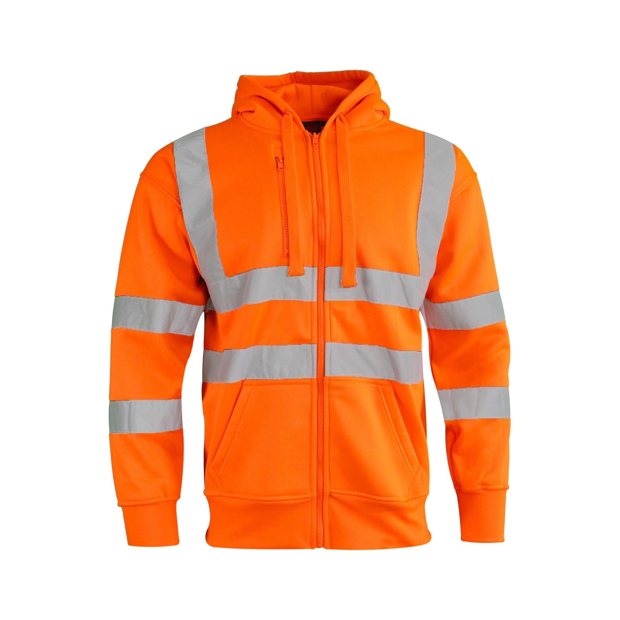 Warrior unisex hi-vis orange full-zip hooded sweatshirt