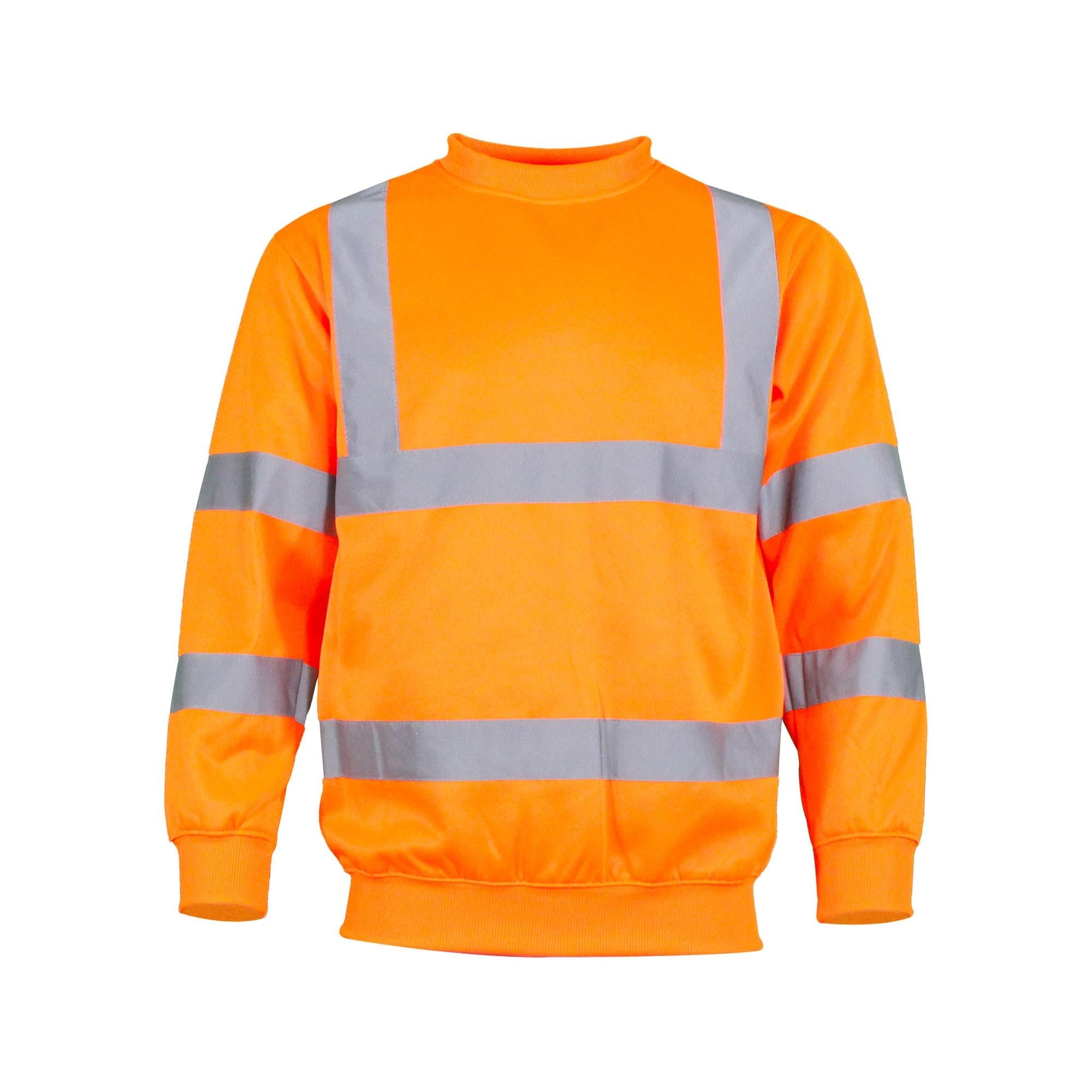 Warrior unisex hi-vis orange pullover crew-neck sweatshirt