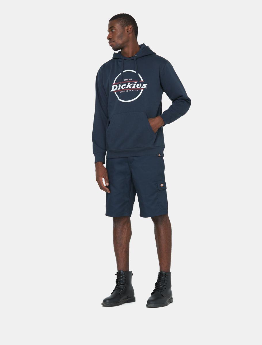 Dickies Towson men's navy printed logo kangaroo -pocket hooded sweatshirt