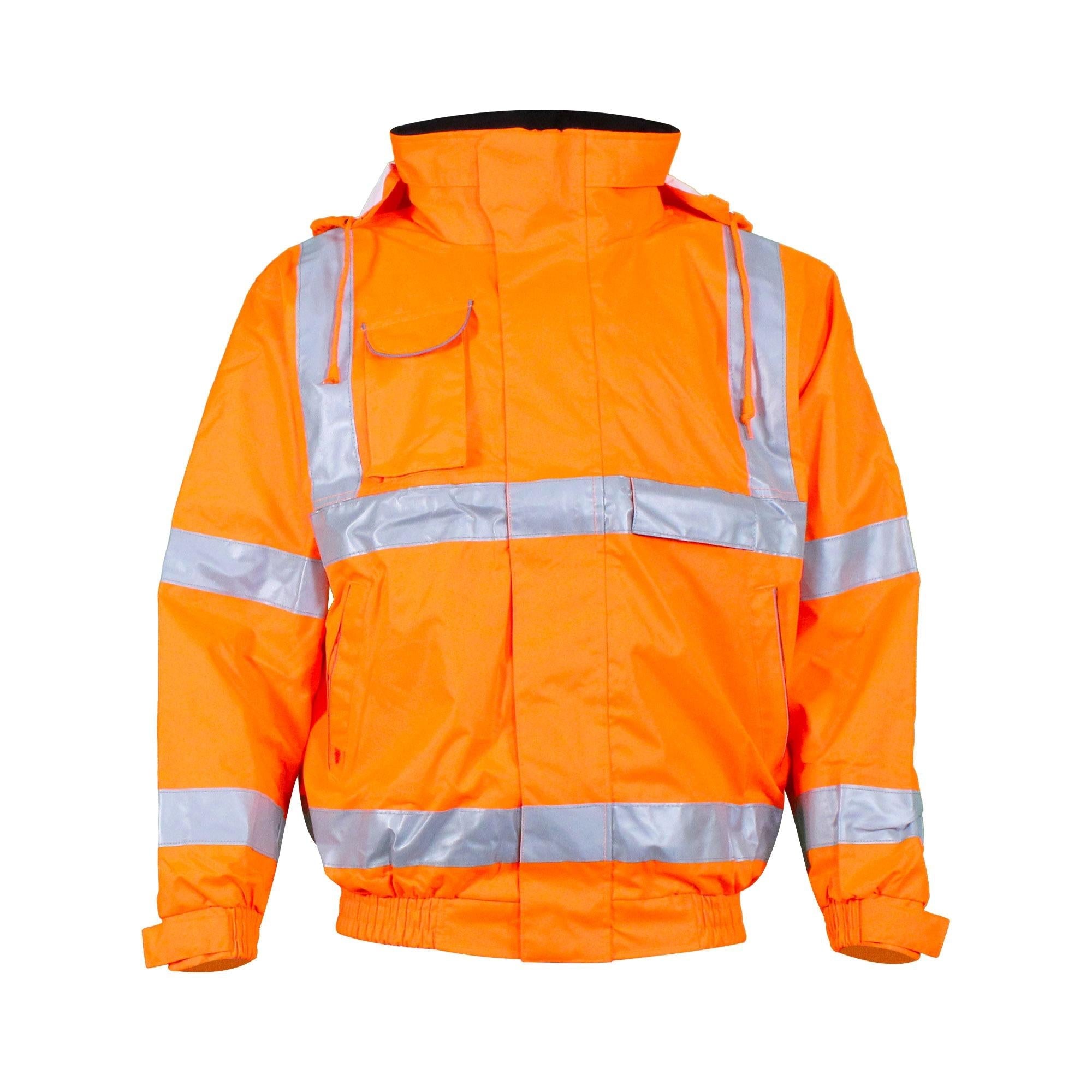 Warrior unisex high-visibility orange waterproof breathable bomber jacket