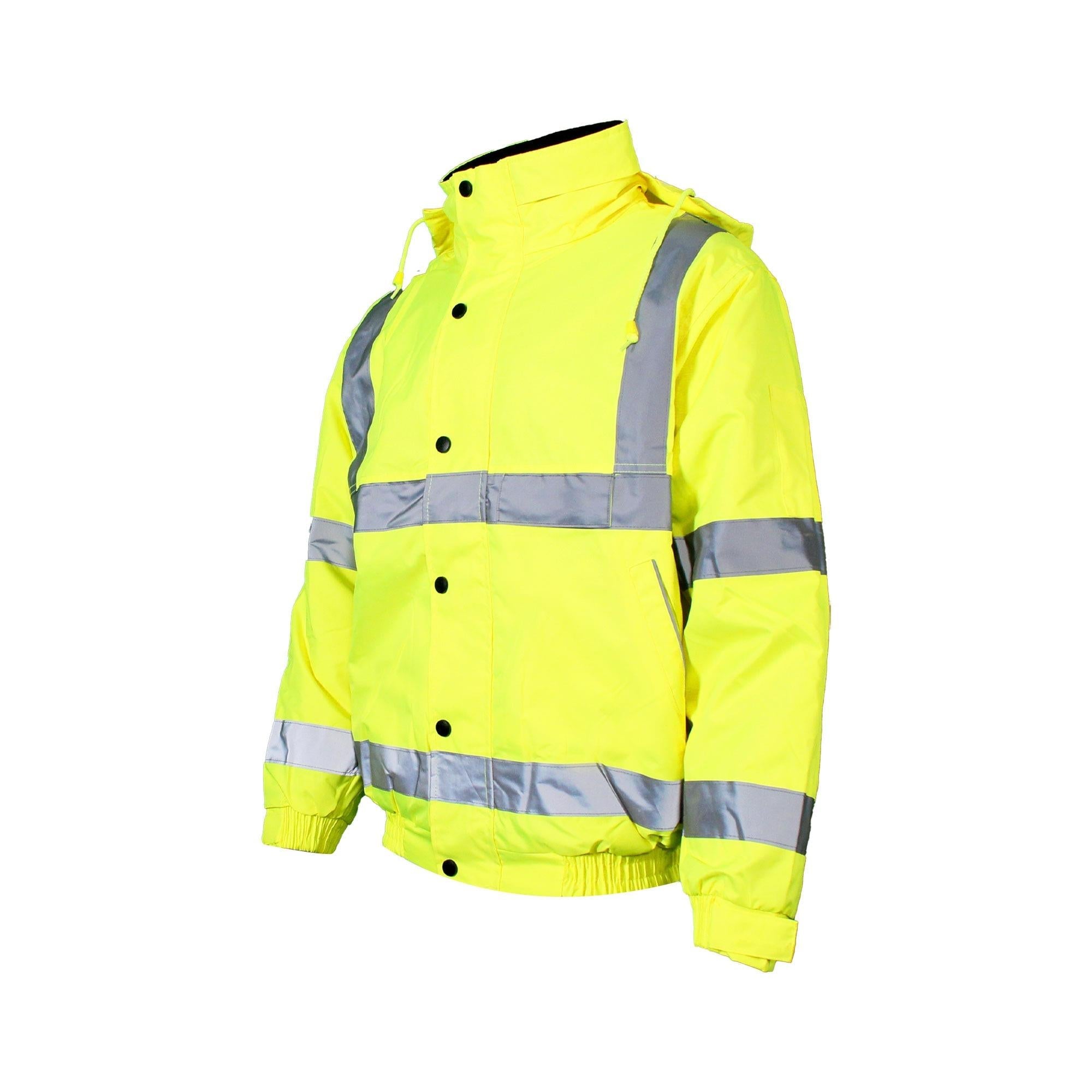 Warrior unisex high-visibility yellow fleece-lined waterproof bomber jacket